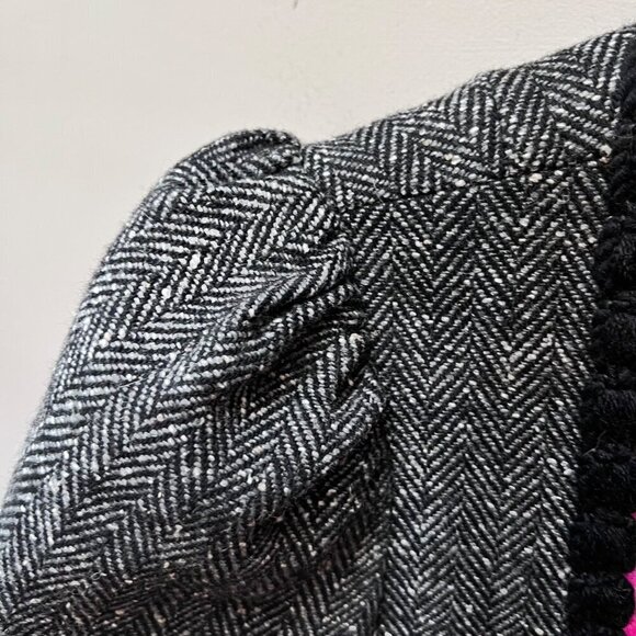 Trina Turk Women's‎ Puff Short Sleeve Cropped Tweed Wool Blazer- Size 6 - Picture 2 of 5